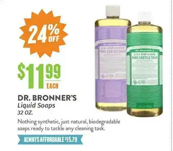 Natural Grocers Dr. Bronner's Liquid Soaps 32 Oz. offer