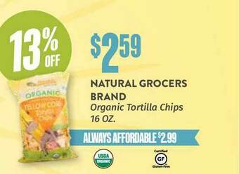 Natural Grocers Natural Grocers Brand Organic Tortilla Chips 16 Oz. offer