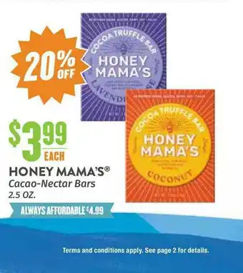 Natural Grocers Honey Mama's® Cacao-Nectar Bars 2.5 Oz. offer