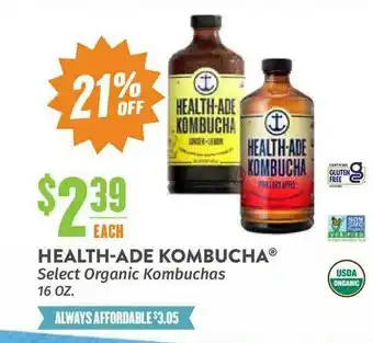 Natural Grocers Health-Ade Kombucha® Select Organic Kombuchas 16 Oz. offer