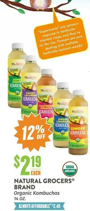 Natural Grocers Natural Grocers® Brand Organic Kombuchas 14 Oz. offer