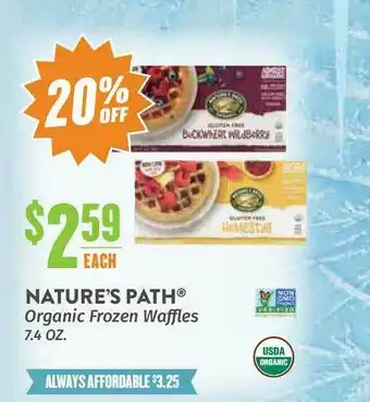 Natural Grocers Nature's Path® Organic Frozen Waffles 7.4 Oz. offer