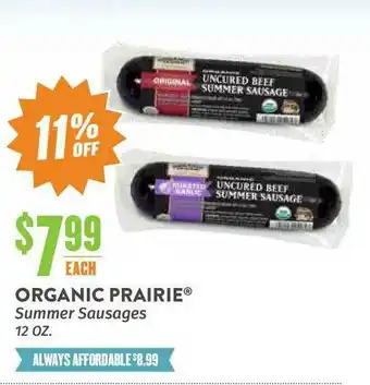 Natural Grocers Organic Prairie® Summer Sausages 12 Oz. offer