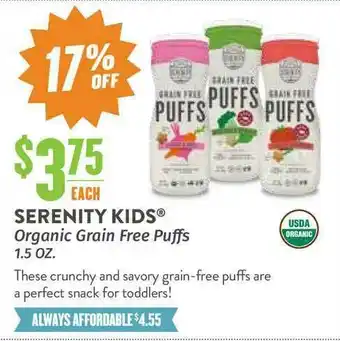 Natural Grocers Serenity Kids® Organic Grain Free Puffs 1.5 Oz. offer