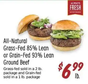 Sprouts Farmers Market All-Natural Grass-Fed 85% Lean or Grain-Fed 93% Lean Ground Beef offer