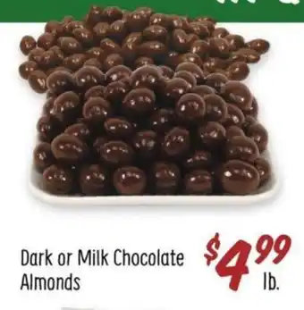 Sprouts Farmers Market Dark or Milk Chocolate Almonds offer