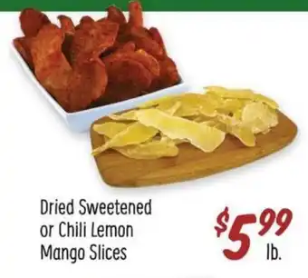 Sprouts Farmers Market Dried Sweetened or Chili Lemon Mango Slices offer