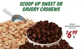 Sprouts Farmers Market Whole or Dark Chocolate Cashews offer