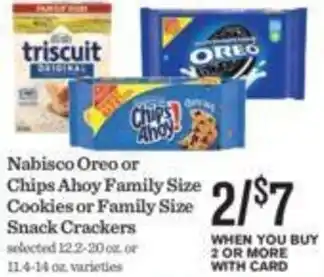 Mariano's Nabisco Oreo or Chips Ahoy Family Size Cookies or Family Size Snack Crackers offer