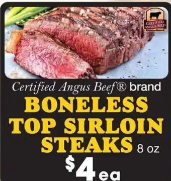 Sullivan's Foods BONELESS TOP SIRLOIN STEAKS 8 OZ offer