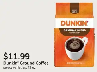 Fareway Dunkin' Ground Coffee select varieties, 18 oz offer