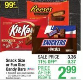 Menards Snack Size Or Fun Size Candy Bars offer
