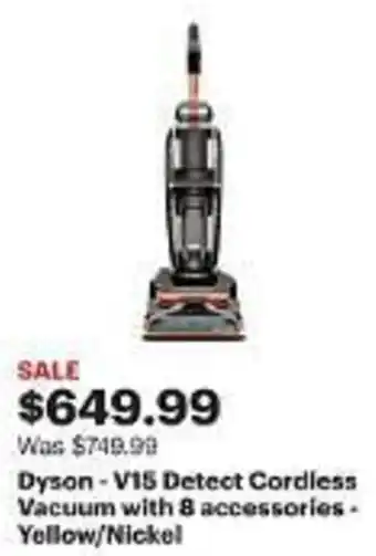Best Buy Dyson - V15 Detect Cordless Vacuum with & accessories - Yellow/Nickel offer