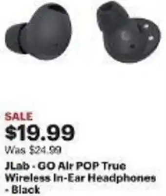 Best Buy JLab-GO Air POP True Wireless In-Ear Headphones - Black offer