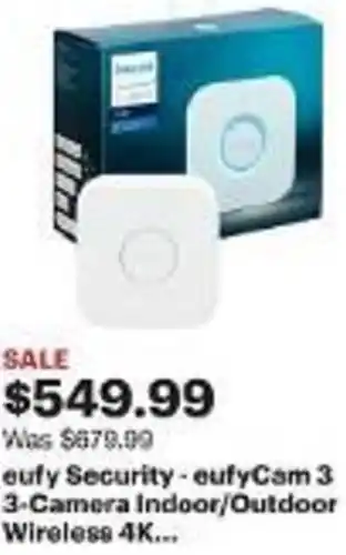 Best Buy eufy Security - eufyCam 3 3-Camera Indoor/Outdoor Wireless 4K... offer