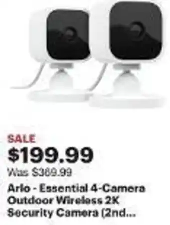 Best Buy Arlo - Essential 4-Camera Outdoor Wireless 2K Security Camera (2nd... offer
