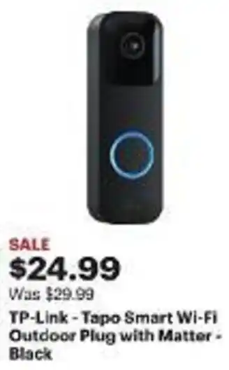 Best Buy TP-Link-Tapo Smart Wi-Fi Outdoor Plug with Matter - Black offer