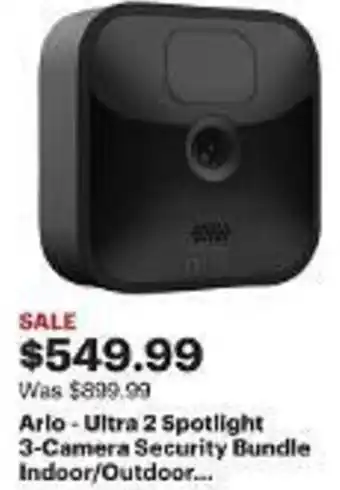 Best Buy Arlo - Ultra 2 Spotlight 3-Camera Security Bundle Indoor/Outdoor... offer
