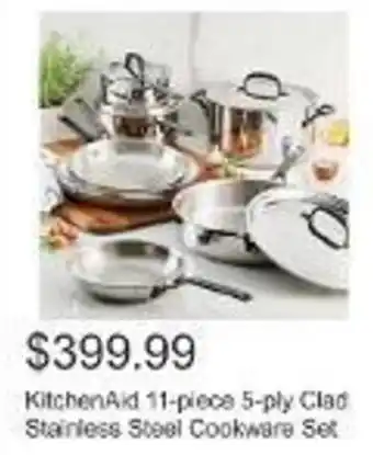 Costco KitchenAid 11-piece 5-ply Clad Stainless Steel Cookware Set offer