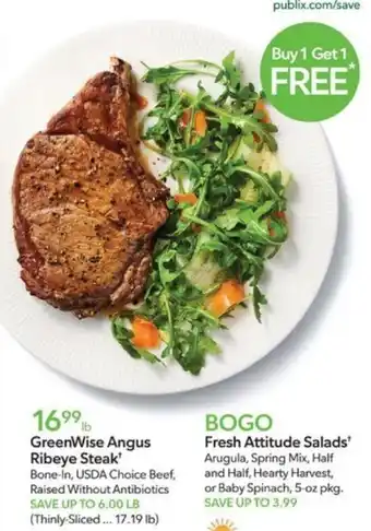 Publix GreenWise Angus Ribeye Steak offer