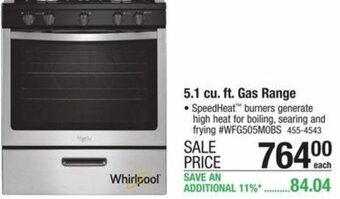 Menards 5.1 cu. Ft. Gas Range offer