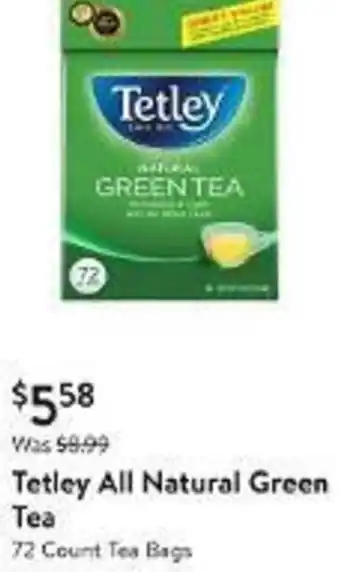 Walmart Tetley All Natural Green Tea 72 Count Tea Bags offer