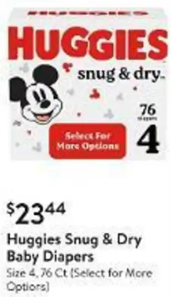 Walmart Huggies Snug & Dry Baby Diapers offer