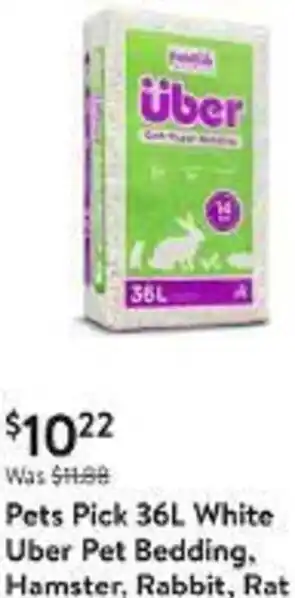 Walmart Pets Pick 36L White Uber Pet Bedding, Hamster, Rabbit, Rat offer
