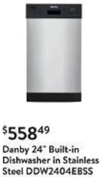 Walmart Danby 24" Built-in Dishwasher in Stainless Steel DDW2404EBSS offer