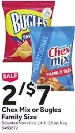 Stop&Shop Chex Mix or Bugles Family Size offer