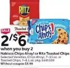 Stop&Shop Nabisco Chips Ahoy! or Ritz Toasted Chips offer