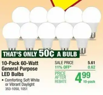 Menards 10-Pack 60-Watt General Purpose LED Bulbs offer