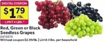 Stop&Shop Red, Green or Black Seedless Grapes 6476678 offer