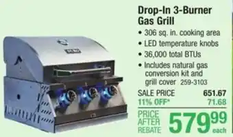 Menards Drop-In 3-Burner Gas Grill offer
