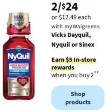 Walgreens Vicks Dayquil, Nyquil or Sinex offer