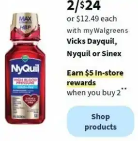 Walgreens Vicks Dayquil, Nyquil or Sinex offer