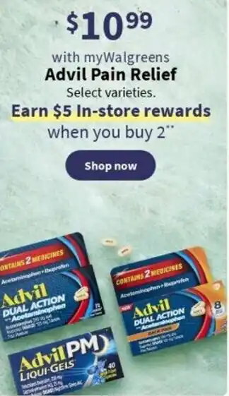 Walgreens Advil Pain Relief offer
