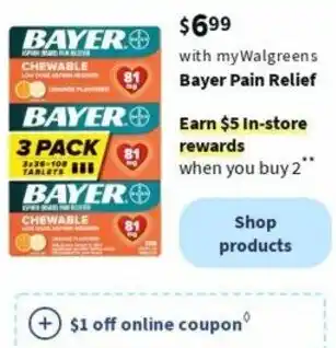 Walgreens Bayer Pain Relief offer