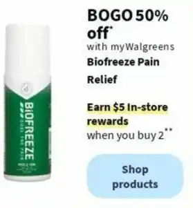 Walgreens Biofreeze Pain Relief offer