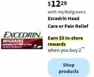 Walgreens Excedrin Head Care or Pain Relief offer