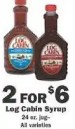 Schnucks Log Cabin Syrup 2 for offer