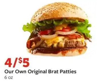 Fareway Our Own Original Brat Patties 6 oz offer