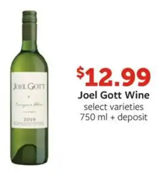 Fareway Joel Gott Wine select varieties 750 ml + deposit offer