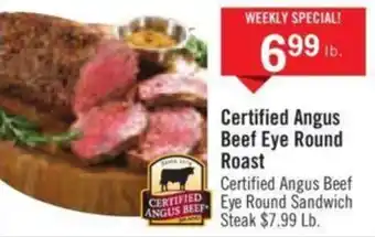 Price Chopper Certified Angus Beef Eye Round Roast offer