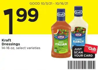 Cub Foods Kraft Dressing 14-16 oz offer