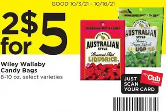 Cub Foods Wiley Wallaby Candy Bags 8-10 oz offer
