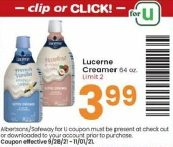 Albertsons Lucerne Creamer 64 oz offer