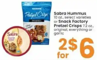 Albertsons Sabra Hummus Or Snack Factory Pretzel Crisps offer