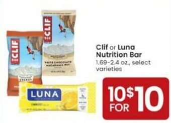 Albertsons Clif Or Luna Nutrition Bar offer