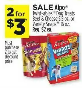 Dollar General Alpro Twist-ables Dog Treats Beef & Cheese Or Variety Snaps offer